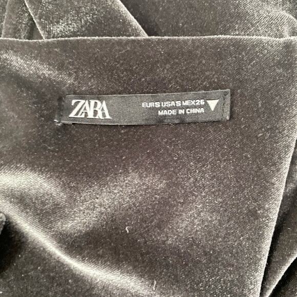 ZARA Gray Velour Velvet Sheath Midi Dress Side Slit SZ S - Picture 9 of 12